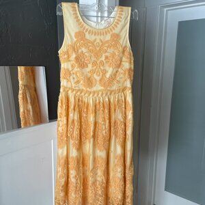 Sundance Emma Lace Embroidered Sleeveless Yellow Dress